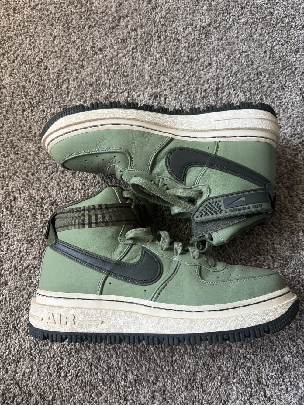 Nike Air Force 1 Mid-Top Sneakers Sage Green with Dark Gray Swoosh - Picture 5 of 7